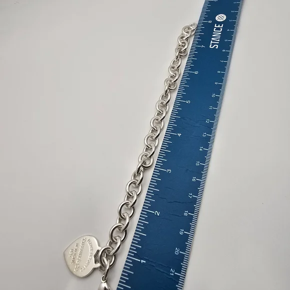 Tiffany Co Return To Tiffany Heart Tag Charm Sterling Silver Bracelet, 7 3/4... - Picture 4 of 5